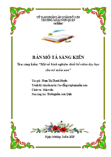 Mô tả sáng kiến Một số kinh nghiệm thiết kế video dạy học cho trẻ Mầm non