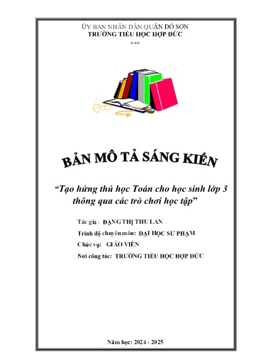 Mô tả sáng kiến Tạo hứng thú học Toán cho học sinh Lớp 3 thông qua các trò chơi học tập