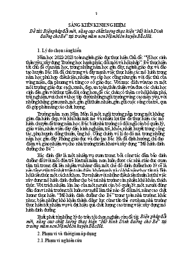 Sáng kiến kinh nghiệm Biện pháp đổi mới, nâng cao chất lượng thực hiện “Mô hình Dinh dưỡng cho Bé” tại trường mầm non Nậm Mòn huyện Bắc Hà