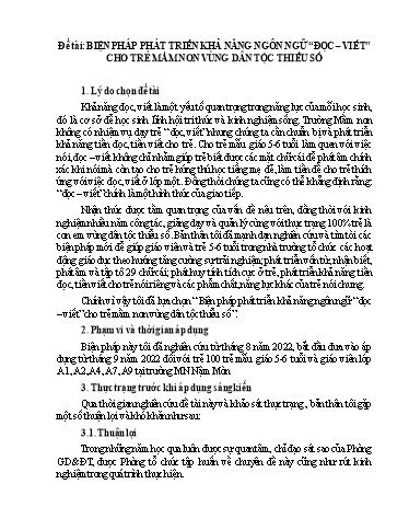 Sáng kiến kinh nghiệm Biện pháp phát triển khả năng ngôn ngữ “đọc – viết” cho trẻ mầm non vùng dân tộc thiểu số