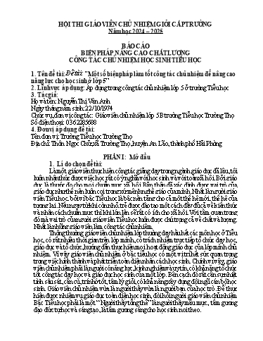 Sáng kiến kinh nghiệm “Một số biện pháp làm tốt công tác chủ nhiệm để nâng cao năng lực cho học sinh ở Lớp 5”
