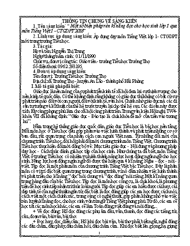 Sáng kiến kinh nghiệm Một số biện pháp rèn kĩ năng đọc cho học sinh Lớp 1 qua môn Tiếng Việt 1 - CTGDPT 2018
